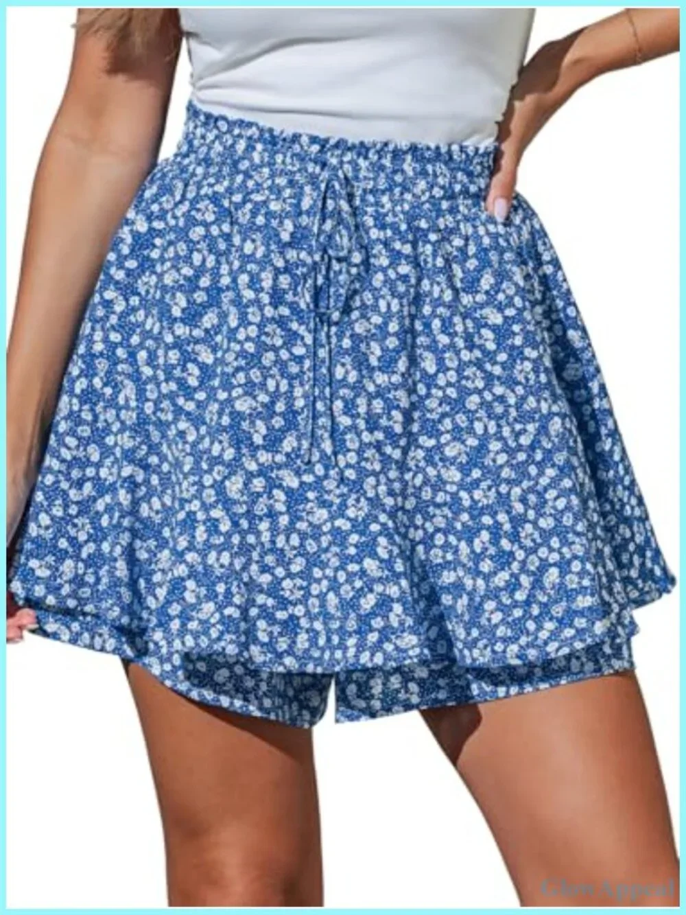 Floral Ruffle Tiered Mini Skirt Boho Beach Stretchy Drawstring